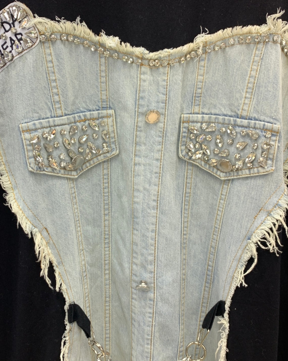Corset Style Denim Patch T-Shirt - Zilvina