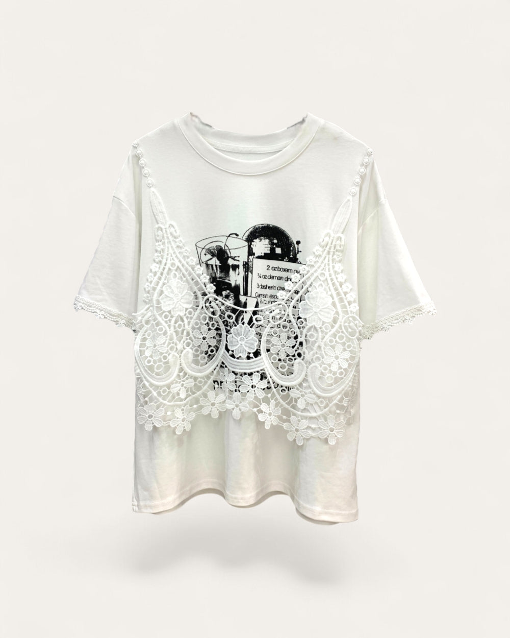 Crochet Lace Overlay Tee - Zilvina