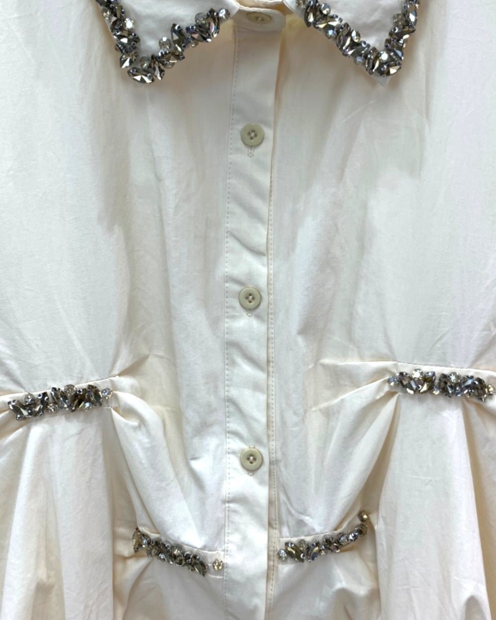 Crystal - Trimmed Ruched Blouse - Zilvina
