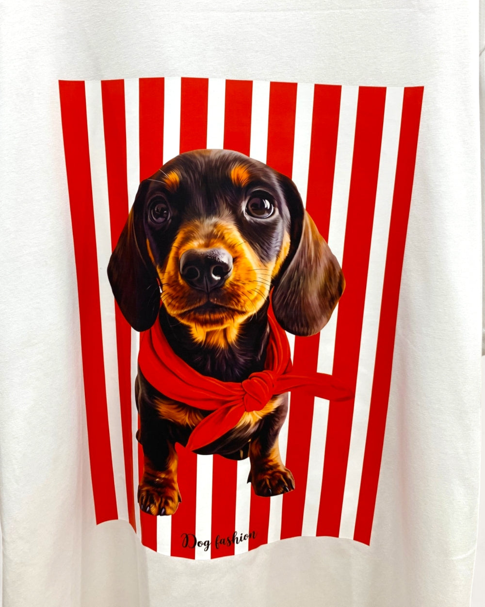 Dachshund Stripe Graphic Tee - Zilvina