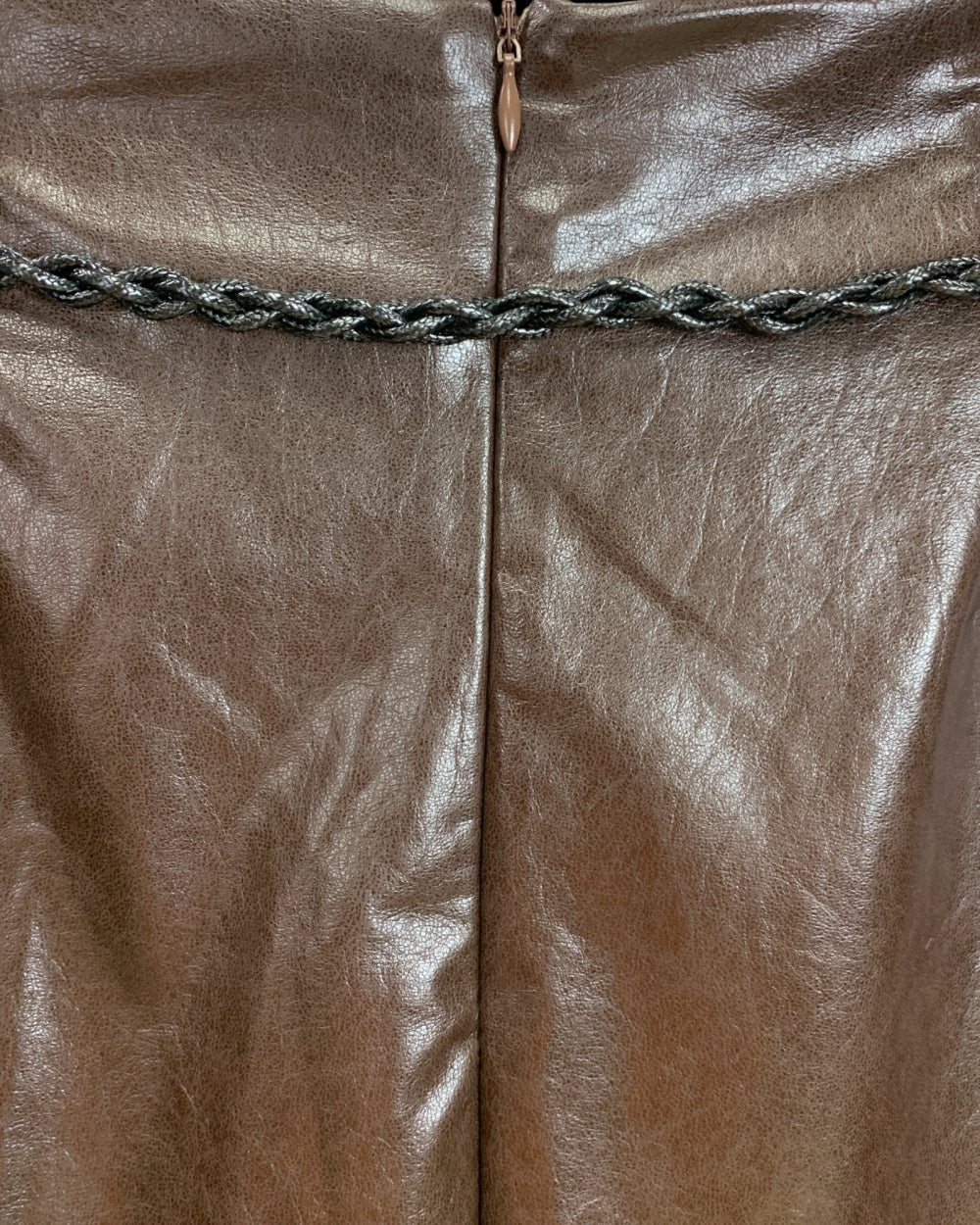 Dark Brown Faux Leather Maxi Skirt - Zilvina