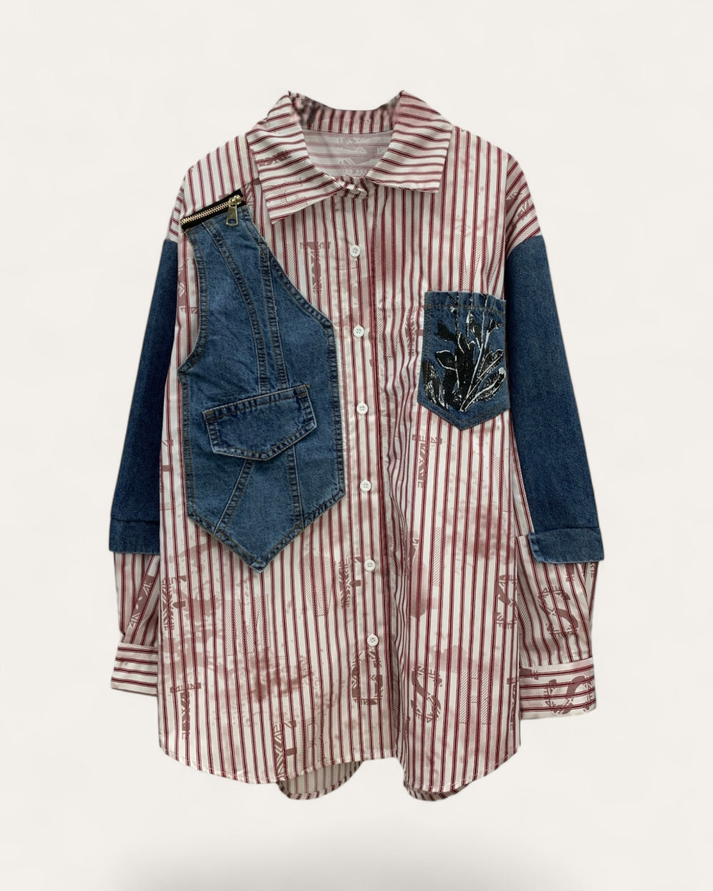 Deconstructed Denim & Stripe Tunic - Zilvina