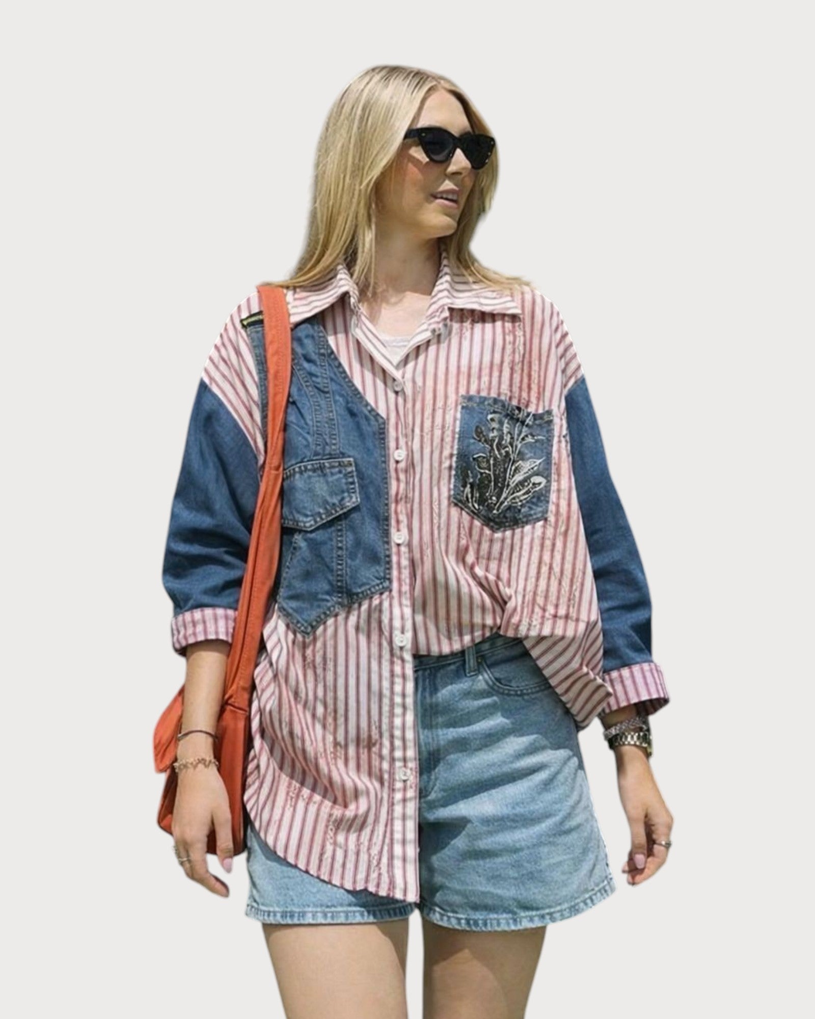 Deconstructed Denim & Stripe Tunic - Zilvina