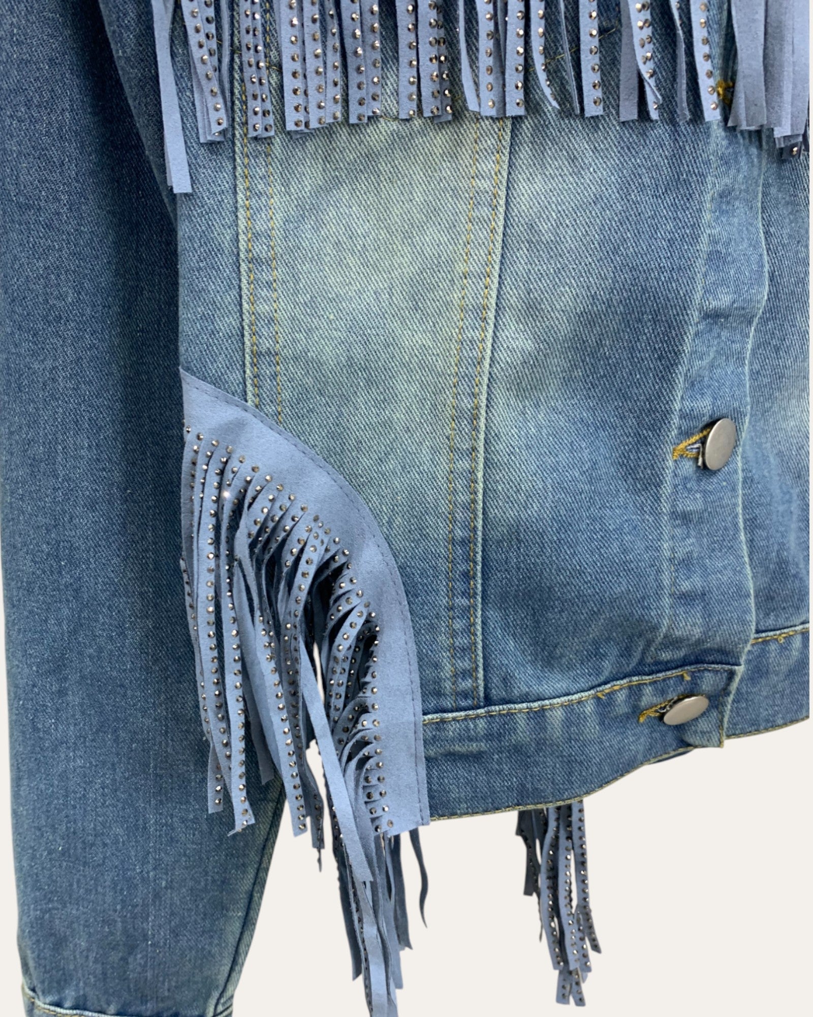 Denim Jackets with Crystal Fringe - Zilvina