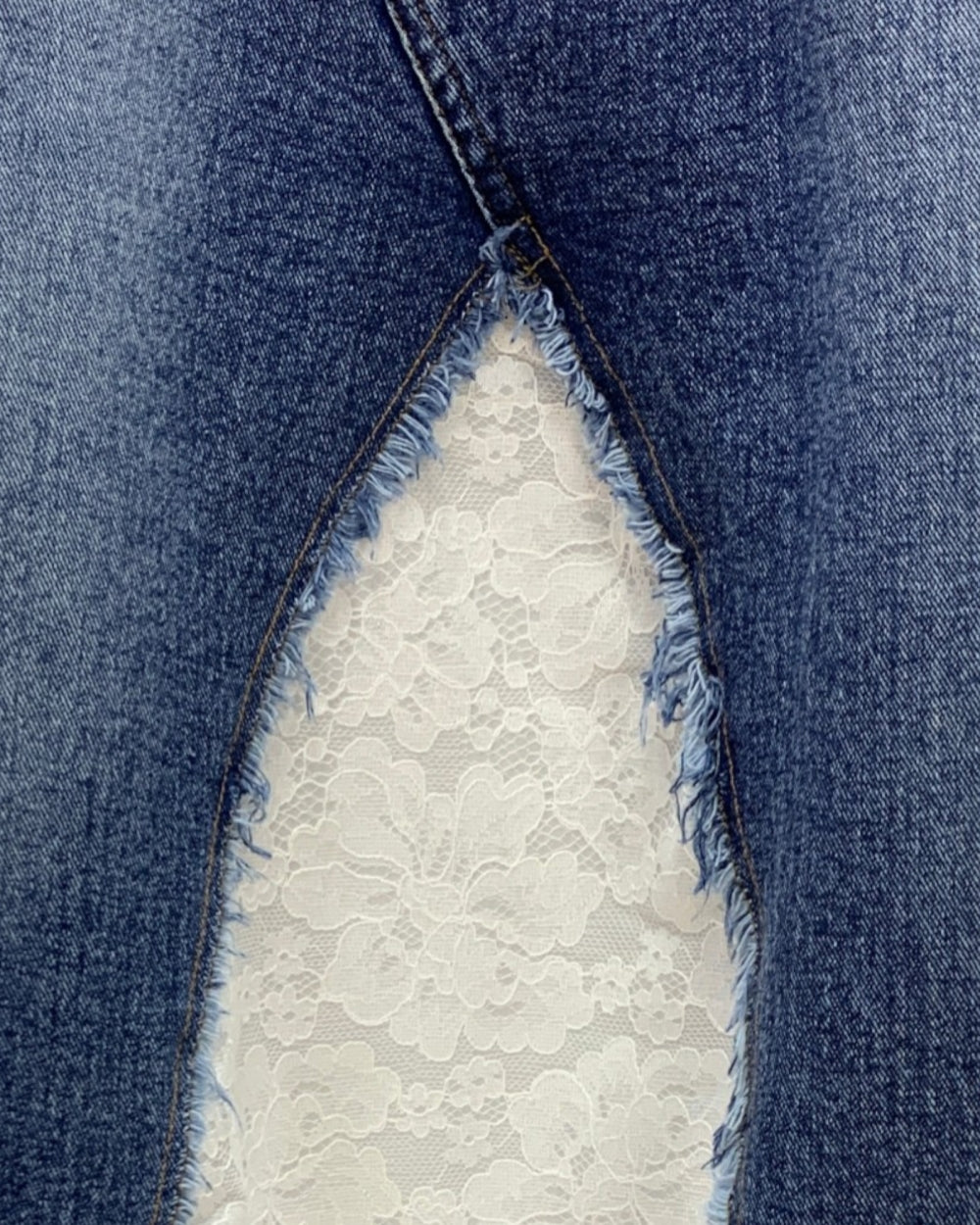 Denim Panel Contrast Maxi Skirt - Zilvina