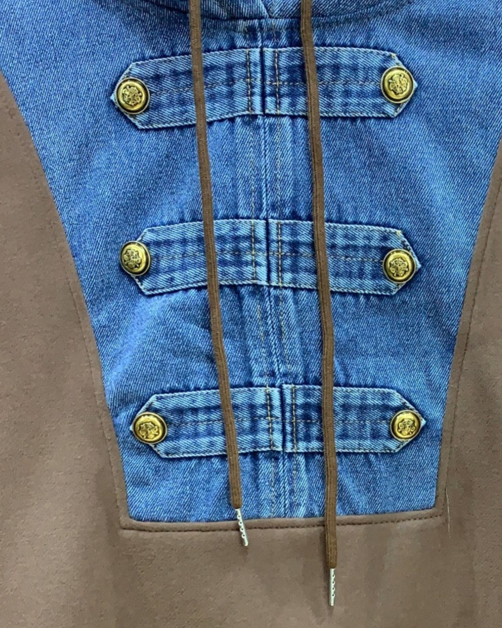Denim-Panel Hoodie & Wide-Leg Pants Set - Zilvina