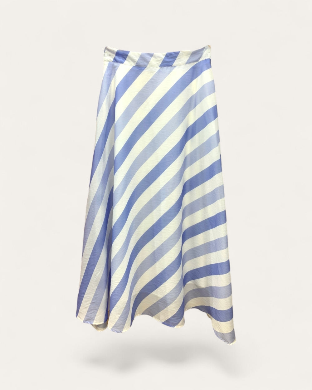 Diagonal Stripe Satin Midi Skirt - Zilvina