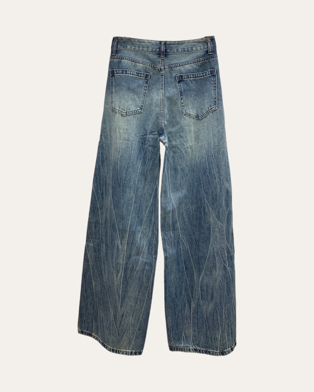 Distressed Embellished Wide Leg Jeans - Zilvina