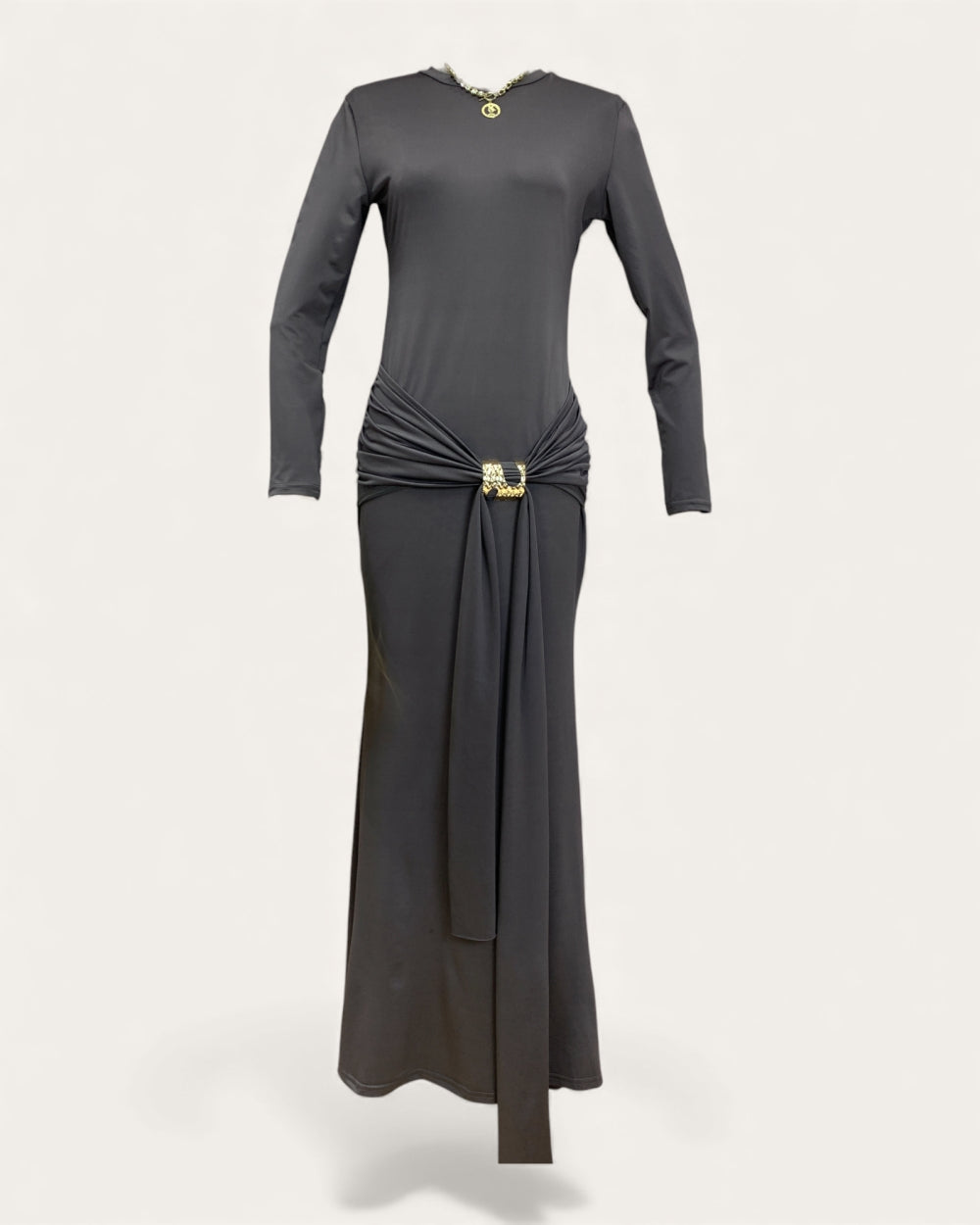 Elegant Gathered Waist Maxi Dress - Zilvina