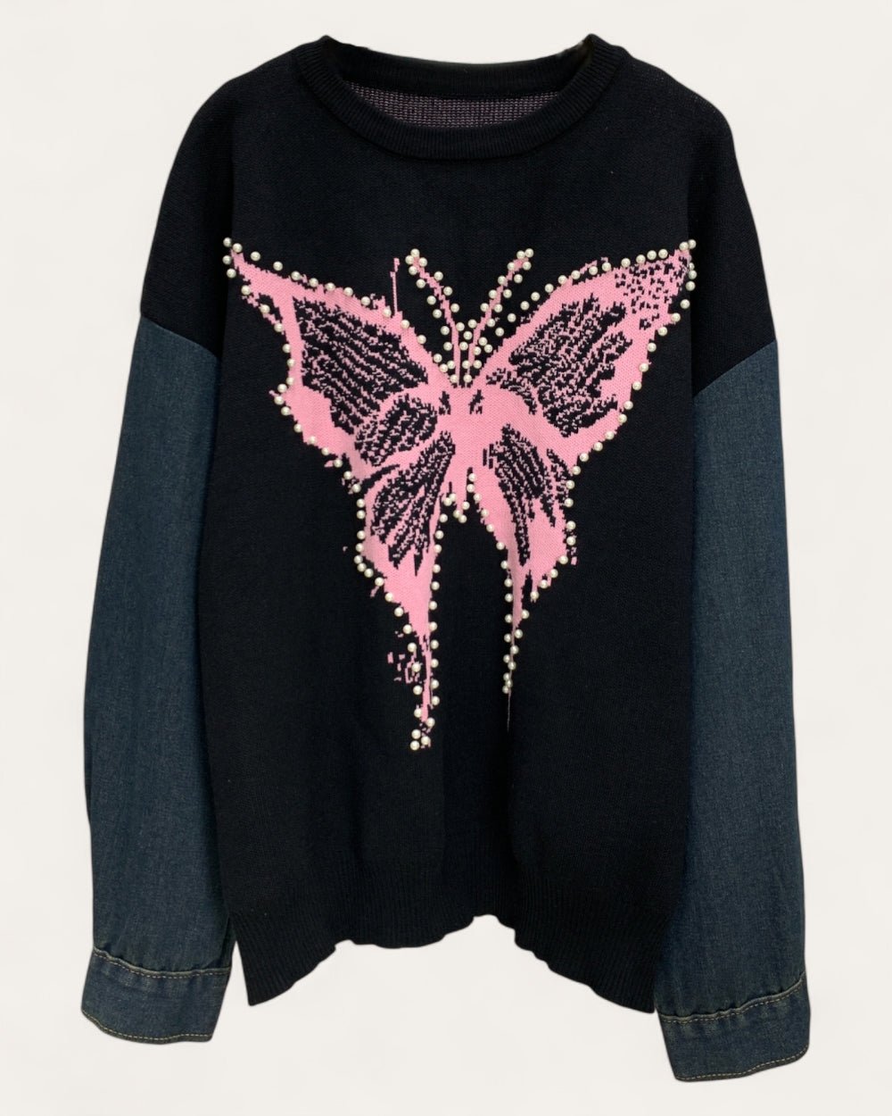 Embellished Butterfly Knit Sweater - Zilvina