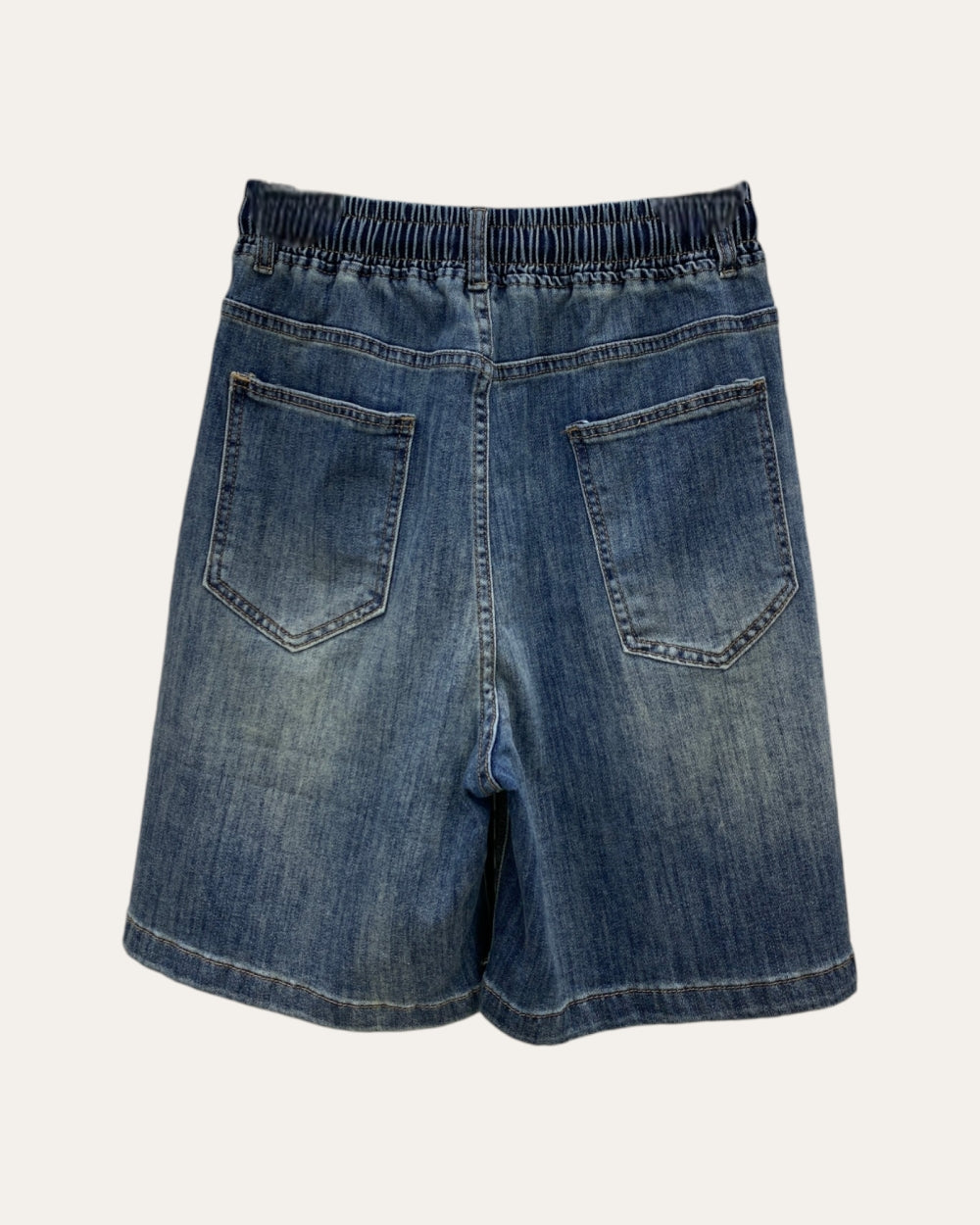 Embellished Denim Elastic Shorts - Zilvina