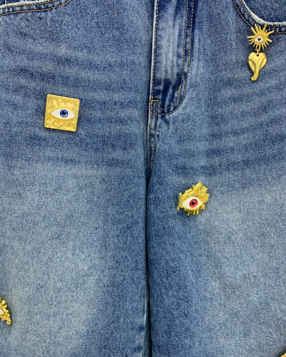 Embellished Denim Shorts - Zilvina