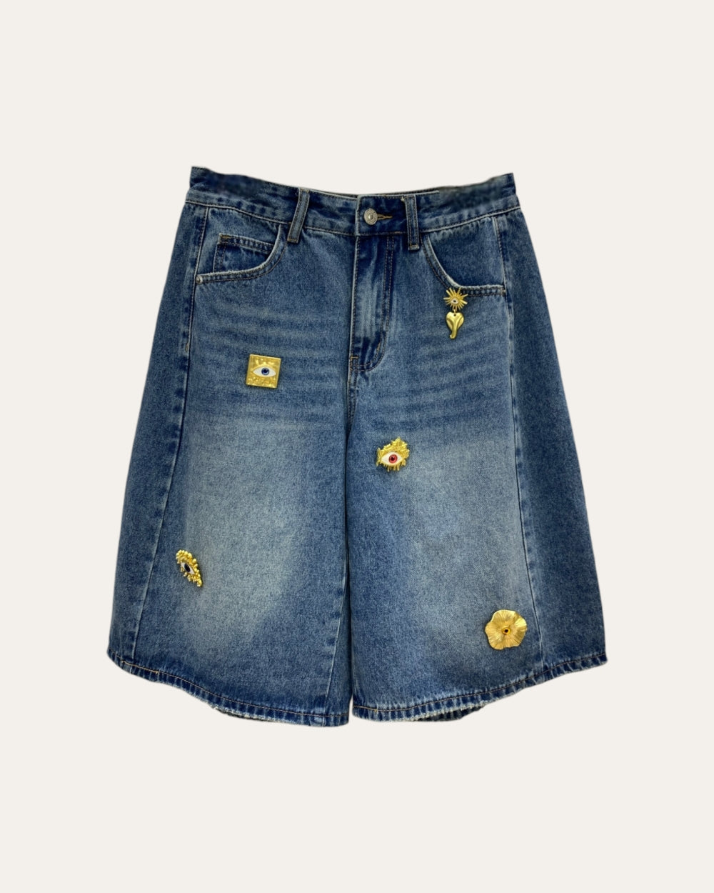 Embellished Denim Shorts - Zilvina
