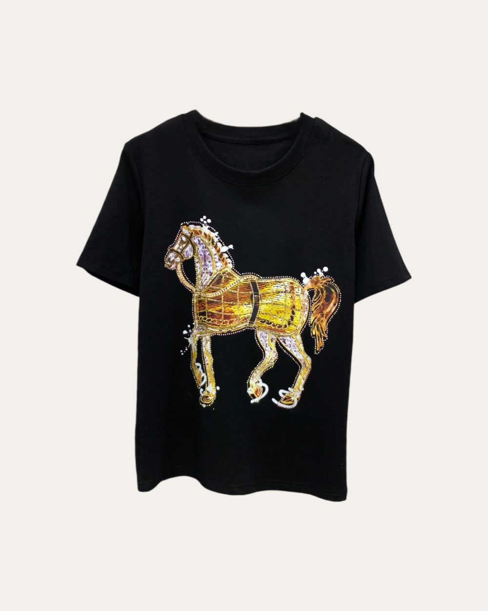 Embellished Horse Graphic Tee - Zilvina