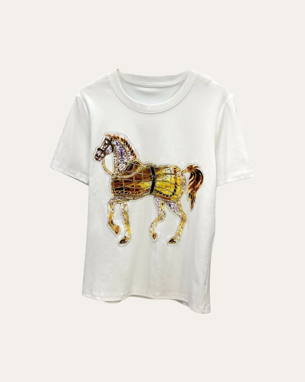 Embellished Horse Graphic Tee - Zilvina