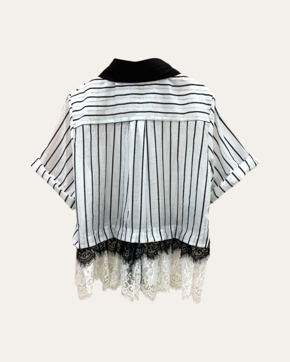 Embellished Lace - Hem Shirt Blouse - Zilvina