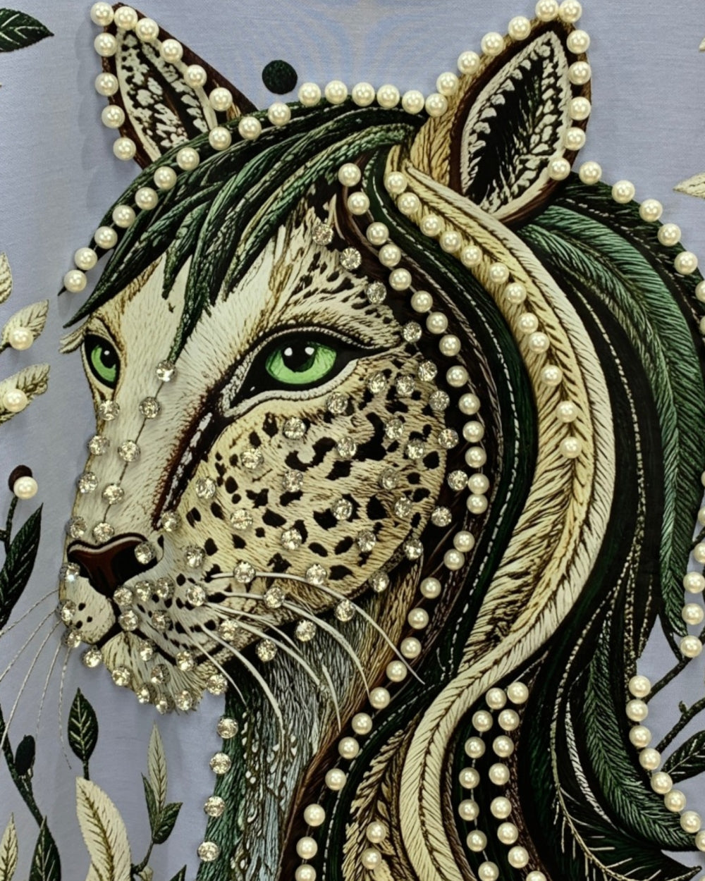 Embellished Leopard Graphic Sweatshirt - Zilvina