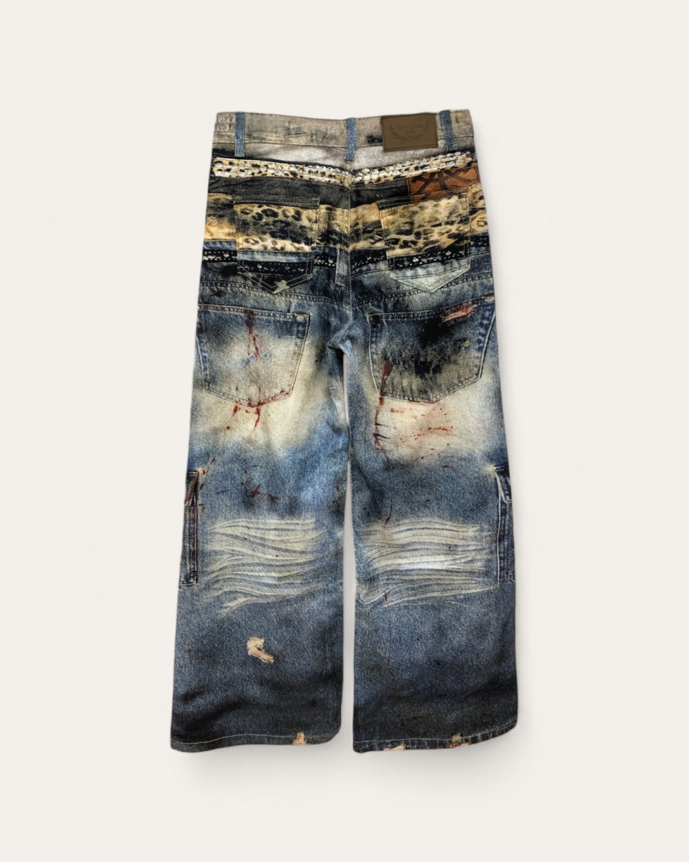 Embellished Punk Utility Wide Leg Jeans - Zilvina