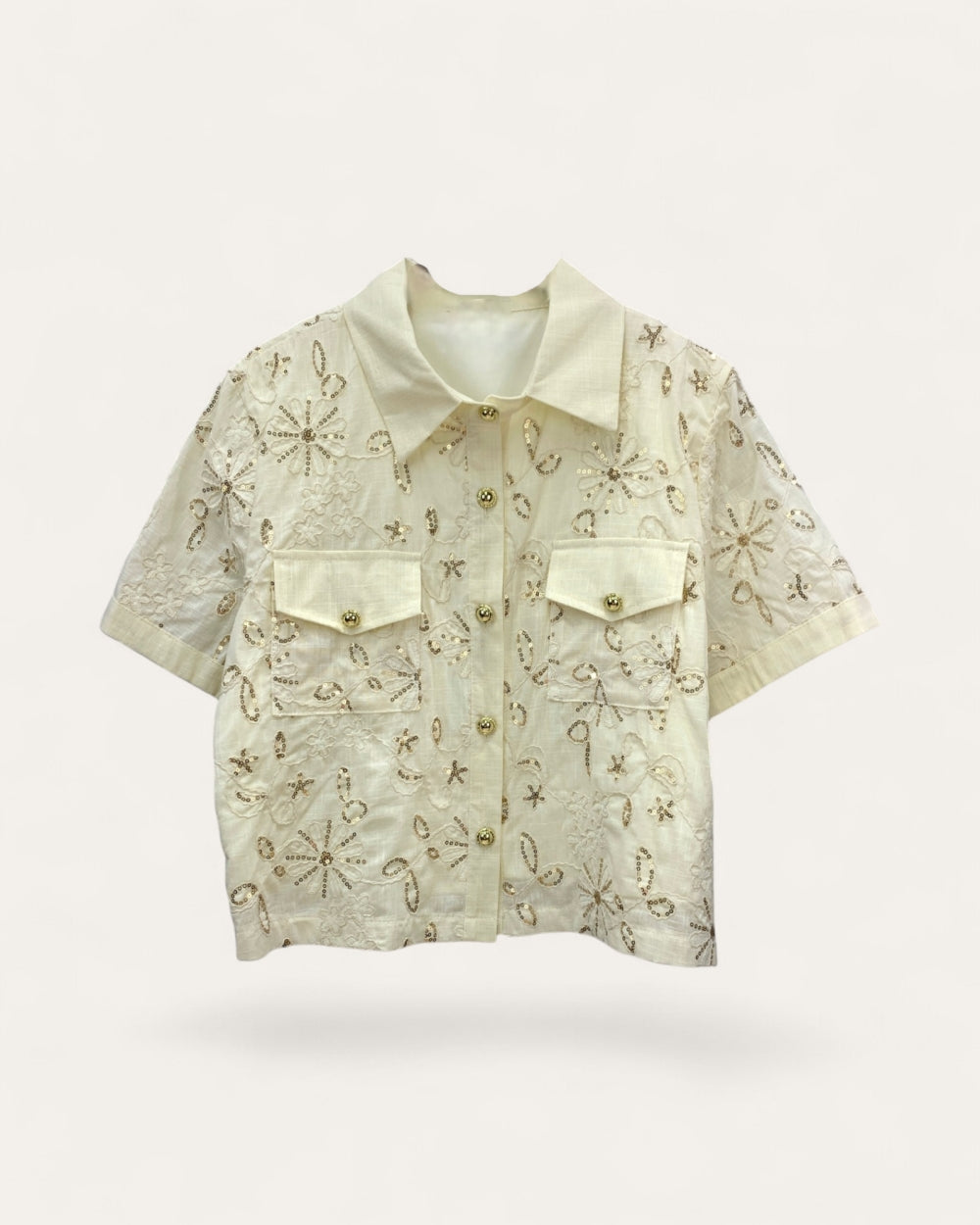Embroidered Short Sleeve Shirt - Zilvina
