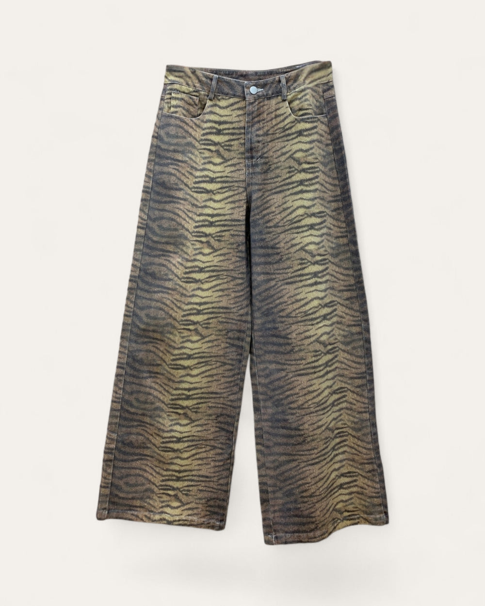 Faded Zebra Wide Leg Jeans - Zilvina