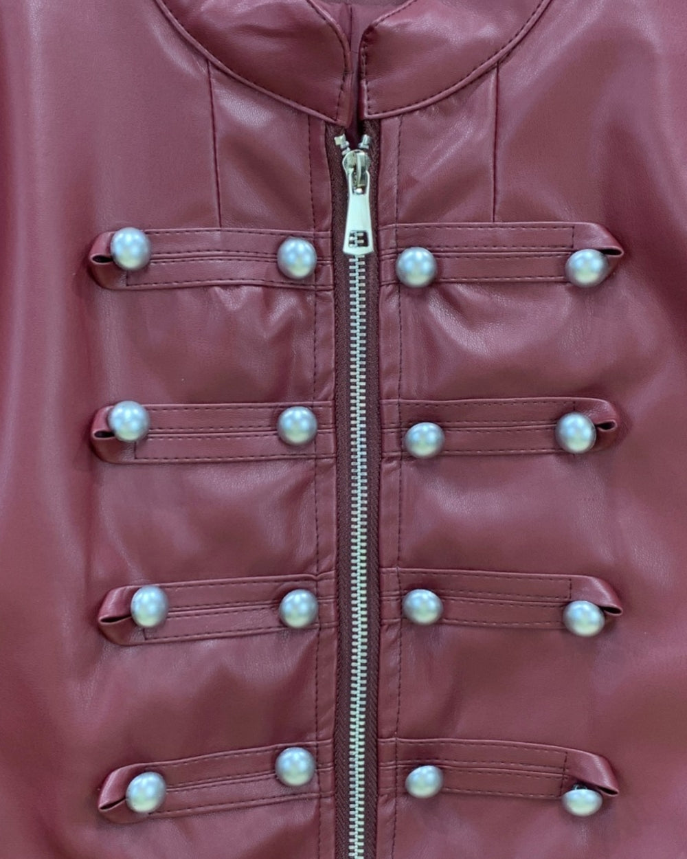 Faux Leather Military Jacket - Zilvina