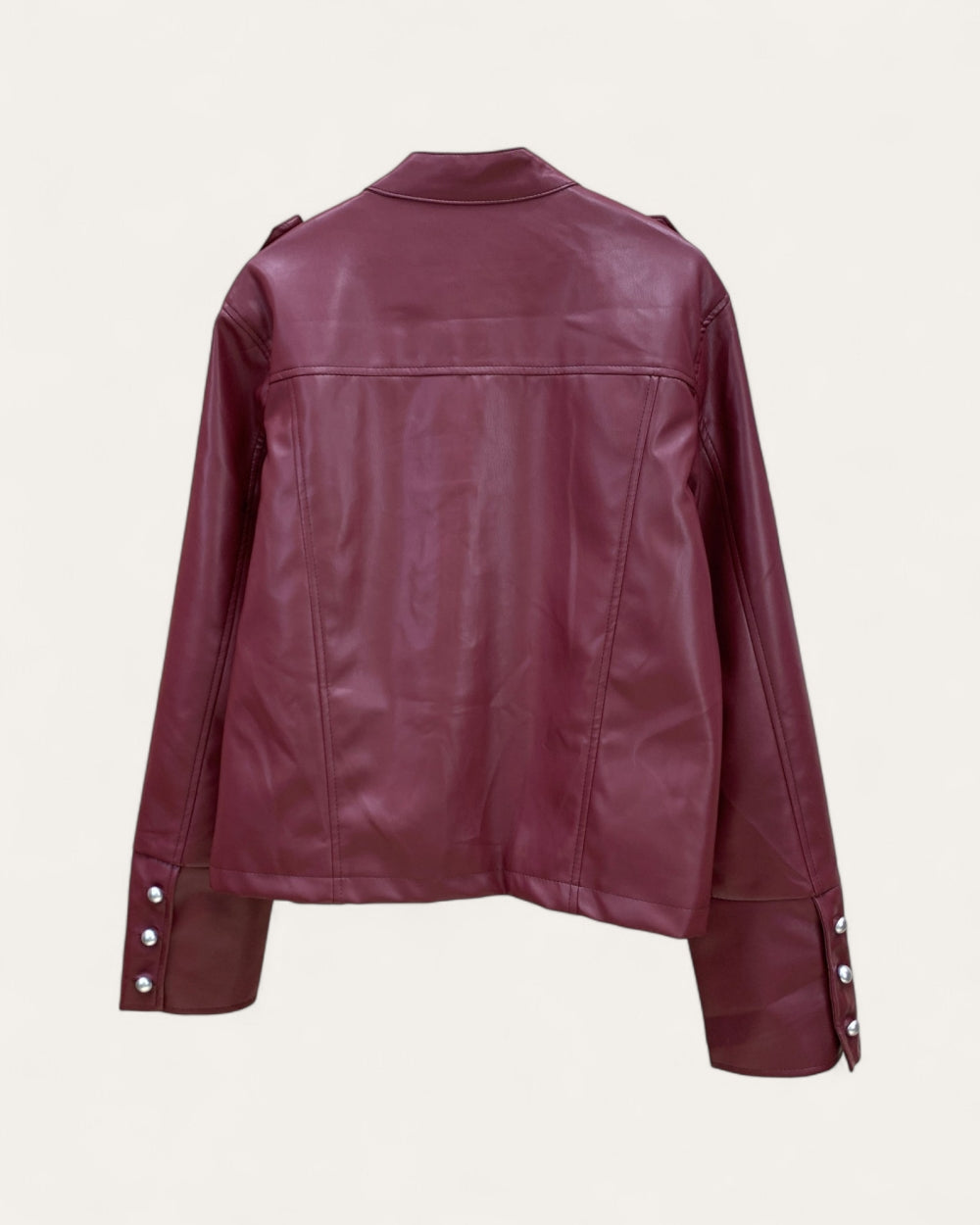Faux Leather Military Jacket - Zilvina