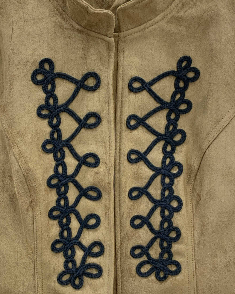 Faux Suede Military Trim Jacket - Zilvina