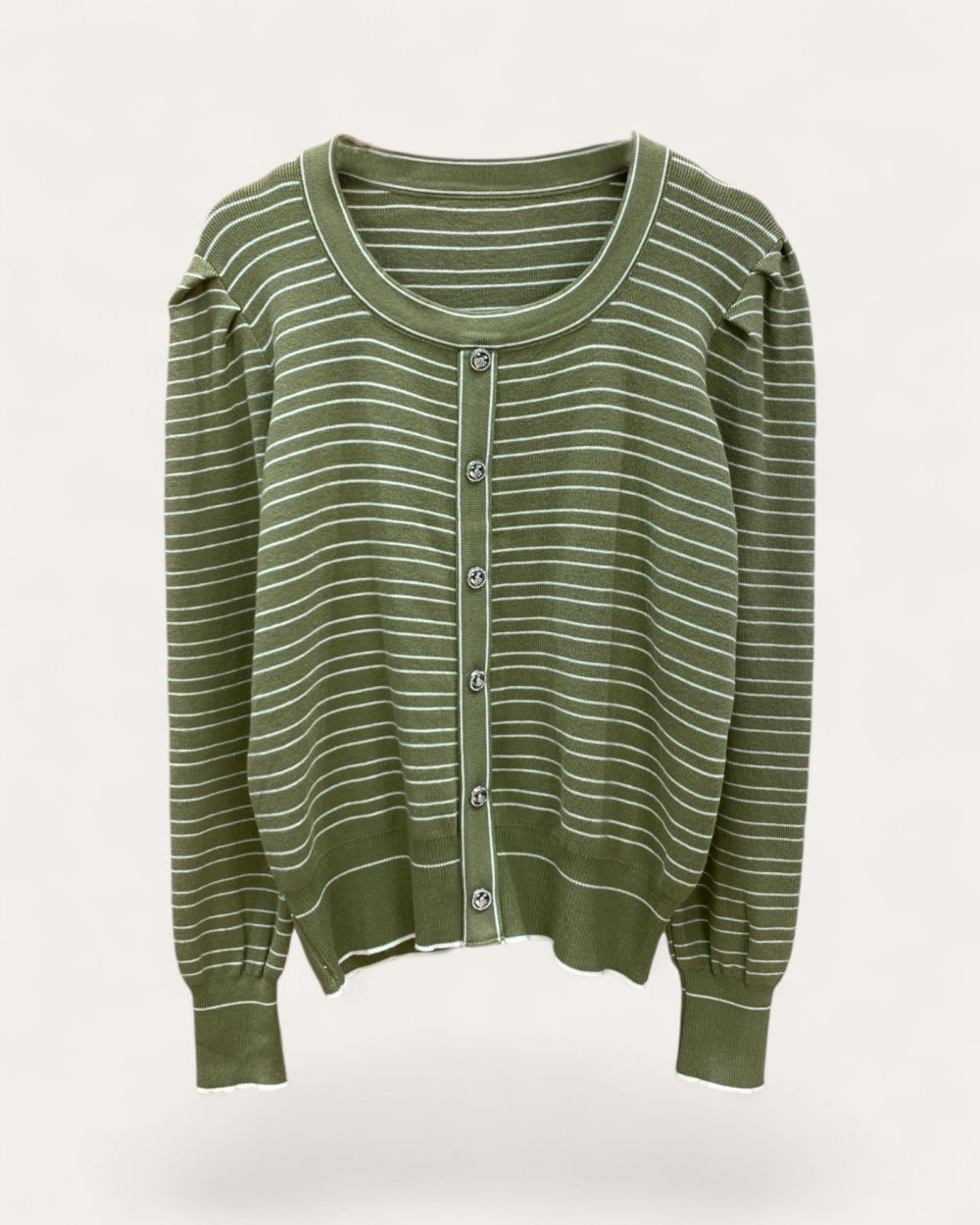 Fine Stripe Knit Cardigan - Zilvina