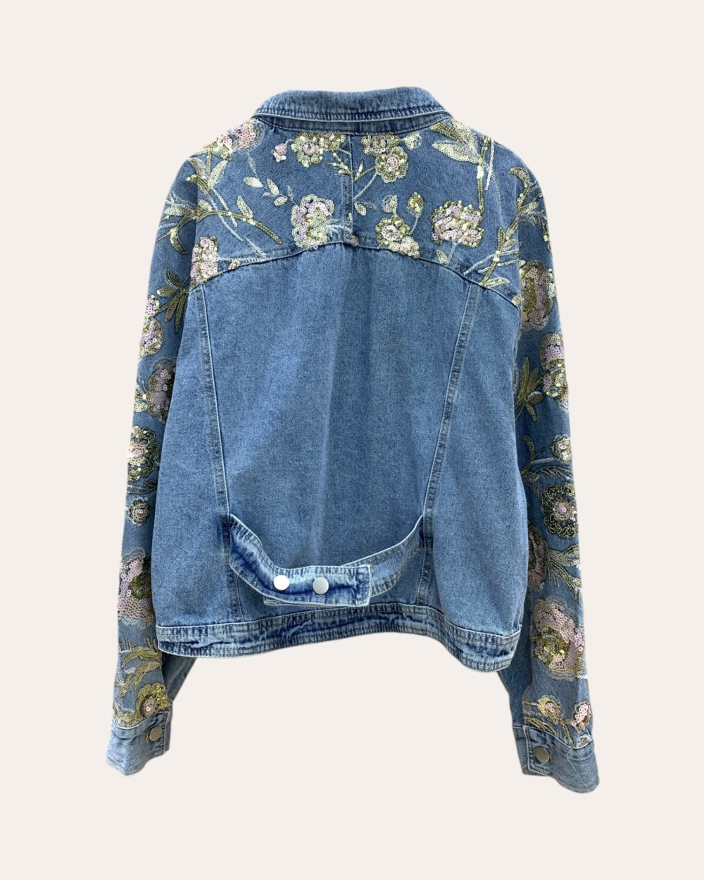 Floral Embellished Denim Jacket - Zilvina