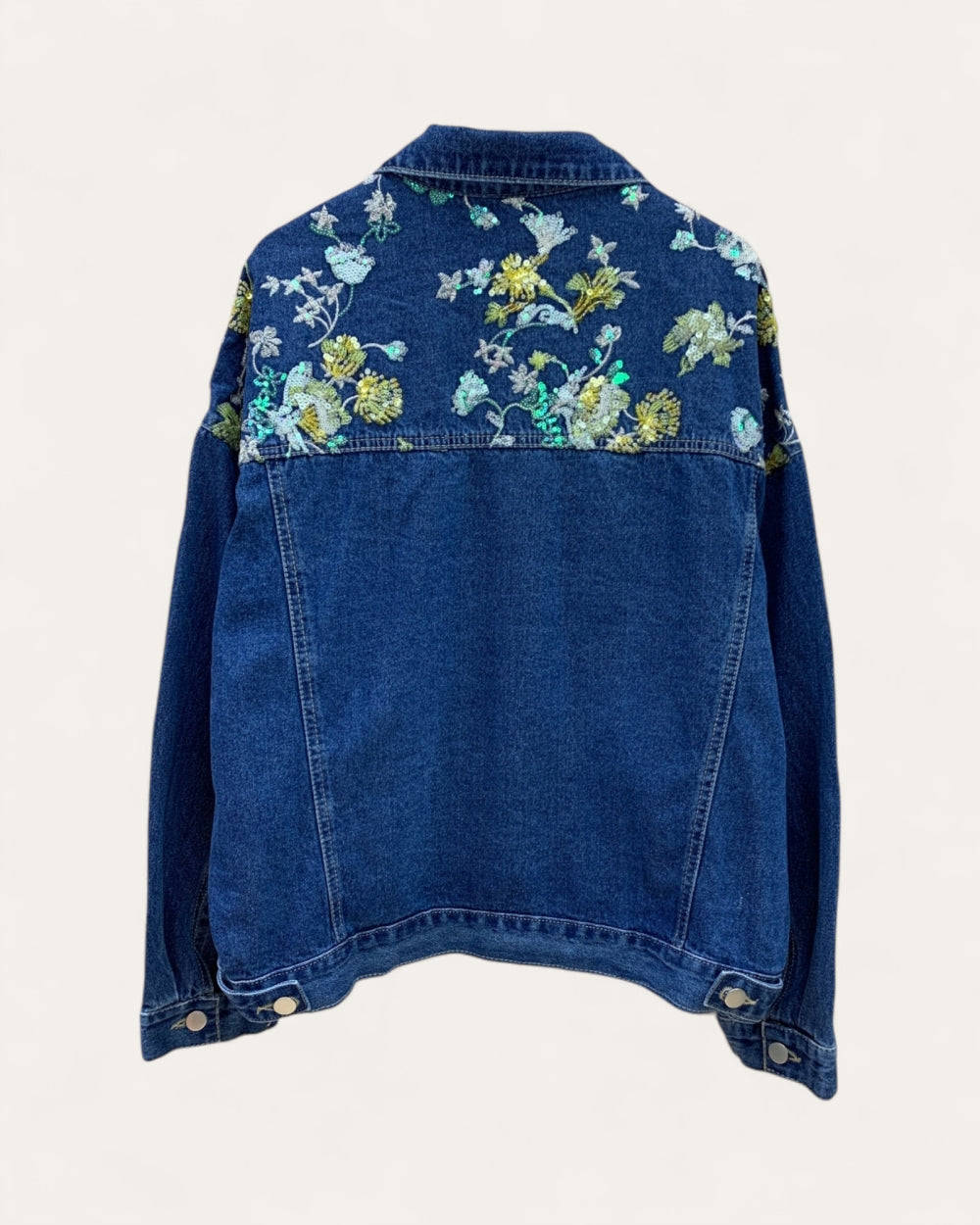 Floral Embroidered Denim Jacket - Zilvina