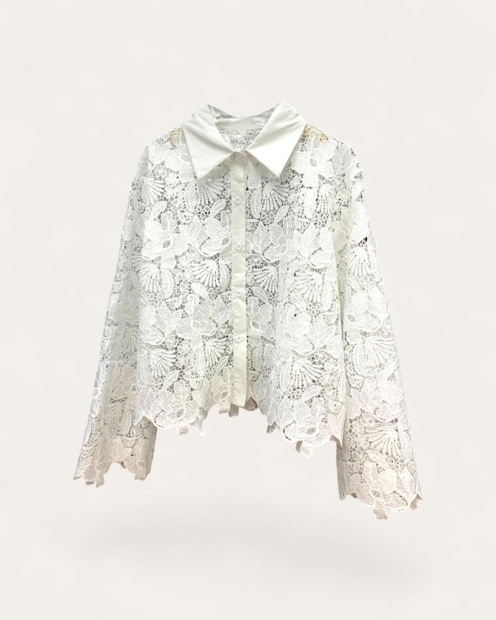 Floral Lace Shirt Blouse - Zilvina
