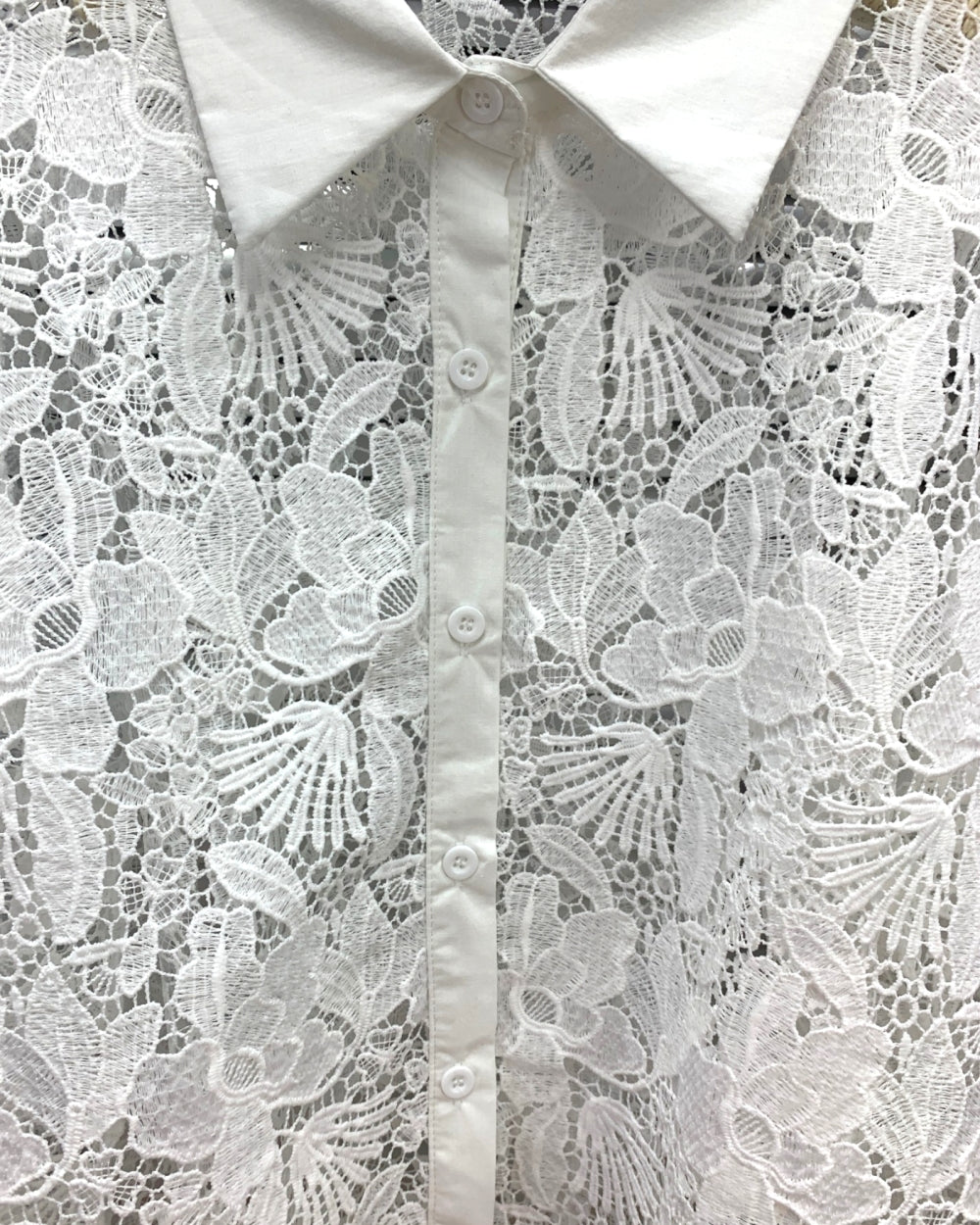 Floral Lace Shirt Blouse - Zilvina