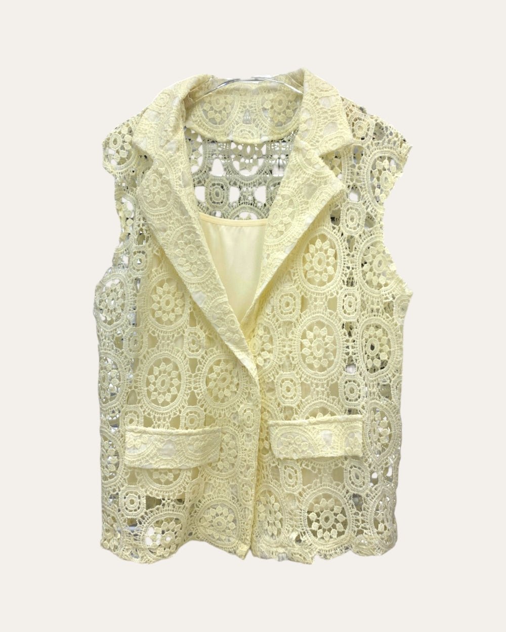 Floral Lace Sleeveless Tailored Vest - Zilvina
