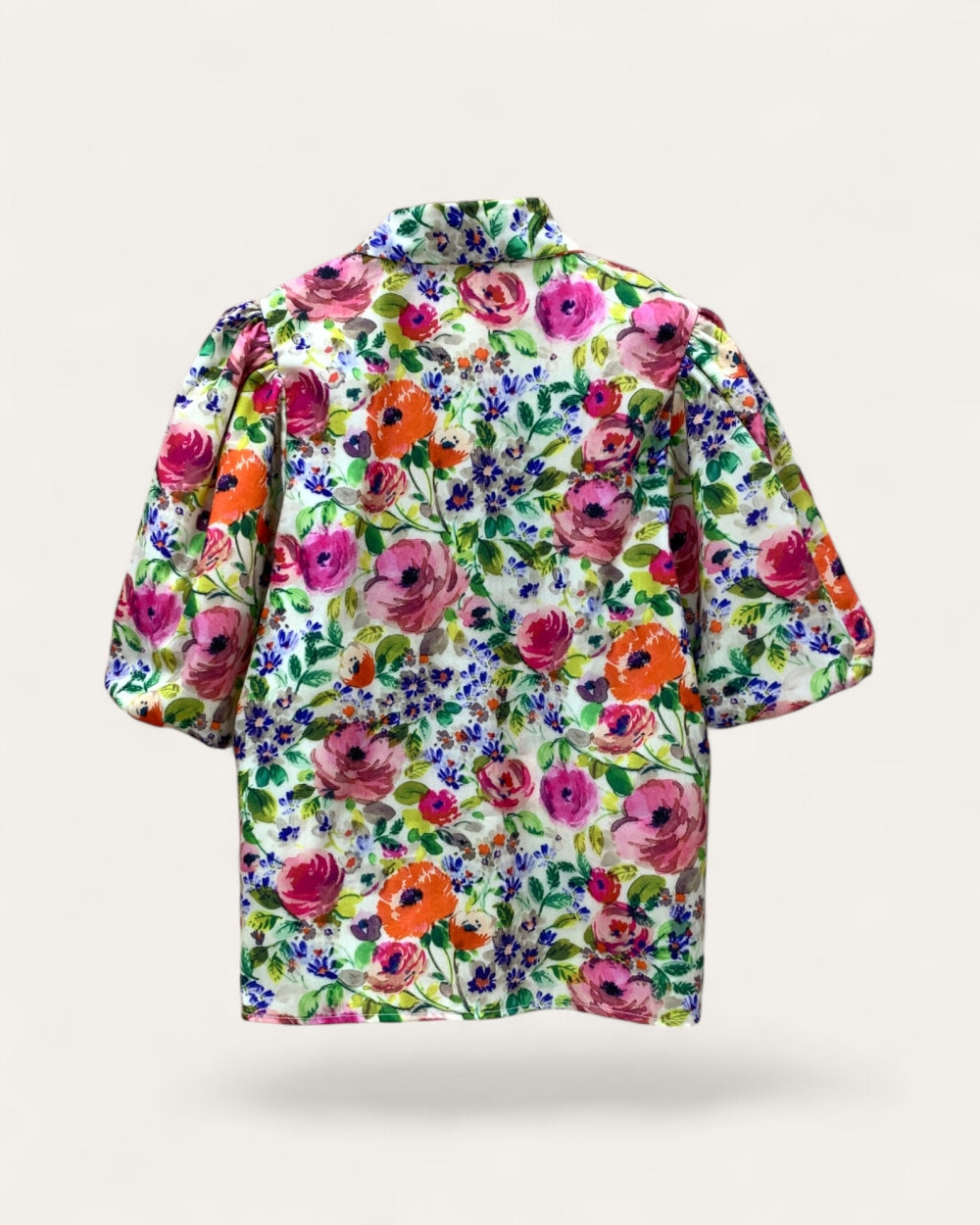 Floral Print Tie Neck Blouse - Zilvina