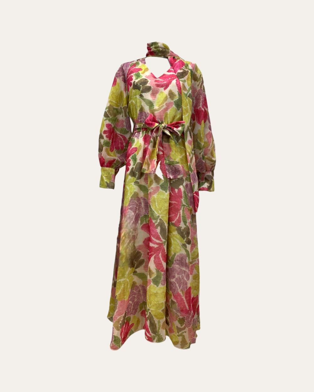 Floral Print Tie Waist Midi Dress - Zilvina