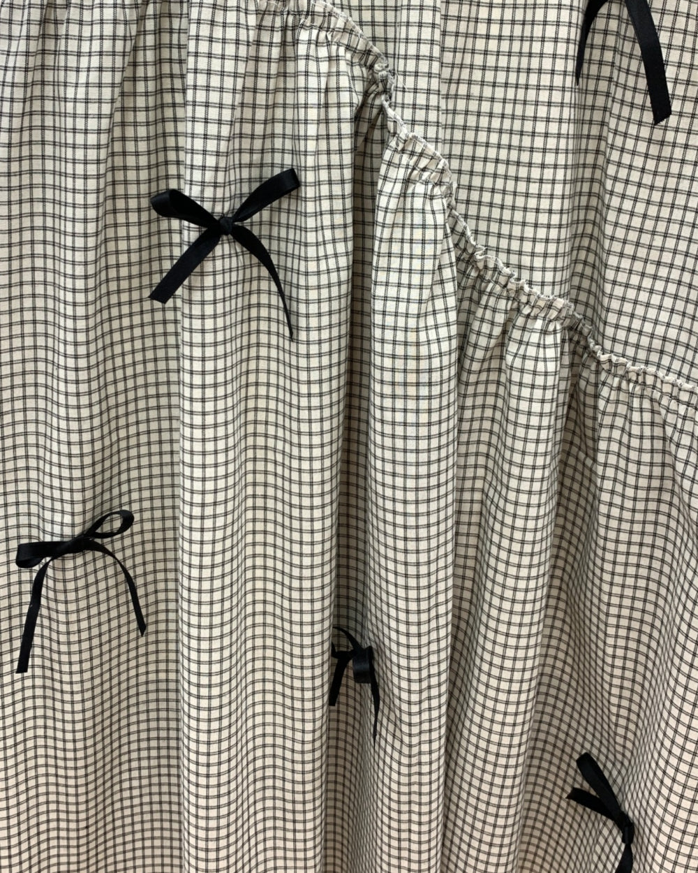 Gingham Bow Detail Tiered Maxi Skirt - Zilvina