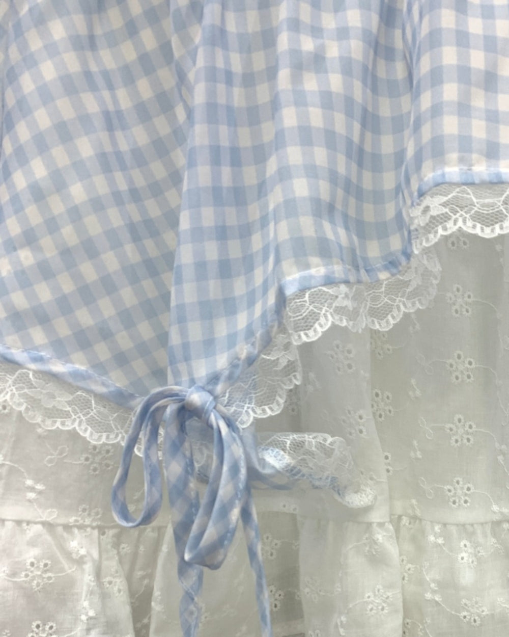 Gingham Lace Layered Mini Skirt - Zilvina