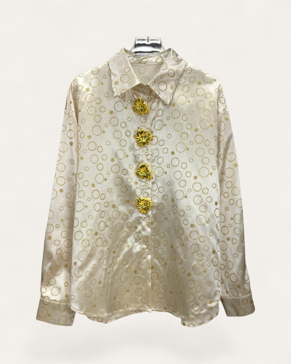 Gold Circle Satin Shirt - Zilvina