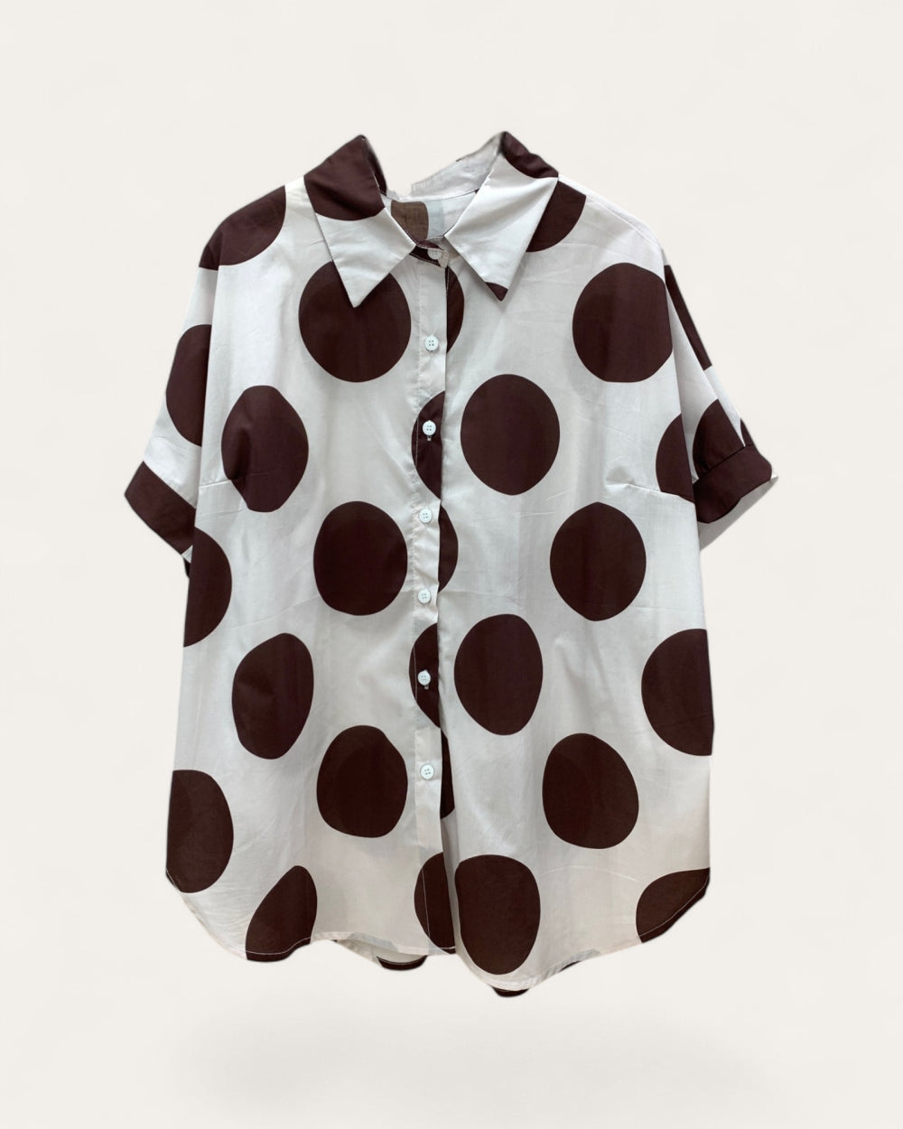 Harper Oversized Polka Dot Satin Shirt - Zilvina