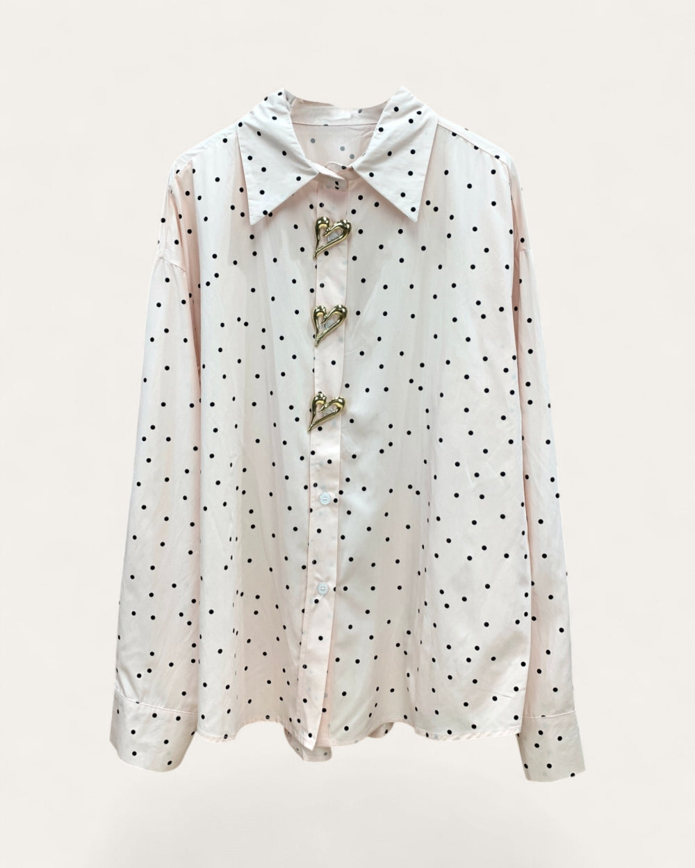 Heart Button Polka Dot Shirt - Zilvina