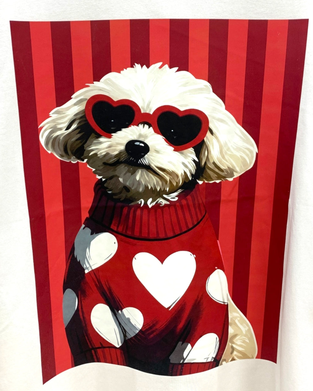 Heart Sweater Puppy Graphic Tee - Zilvina