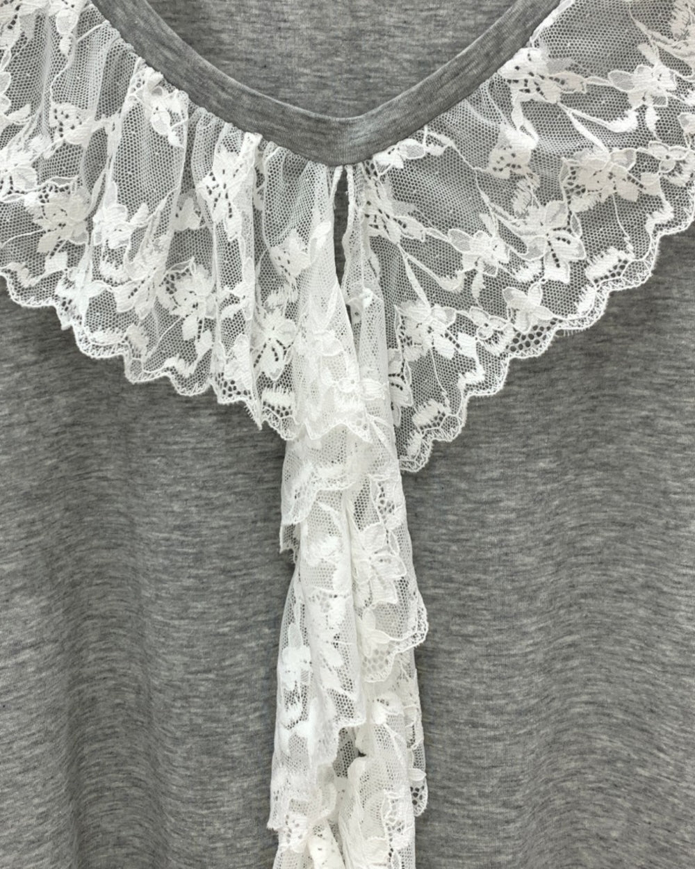 Lace Collar Ribbon Detail Tee - Zilvina