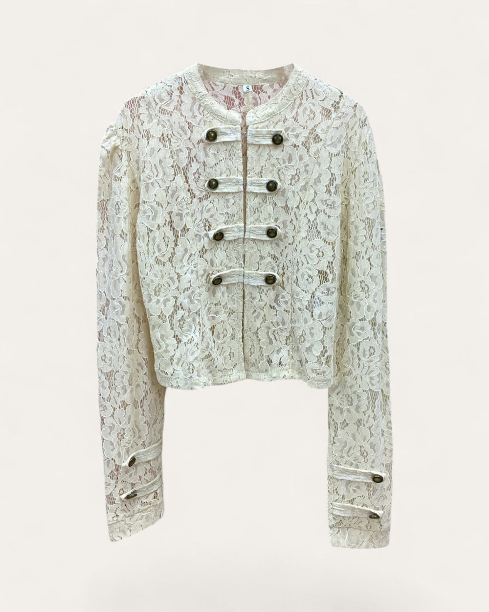 Lace Cropped Military Jacket - Zilvina
