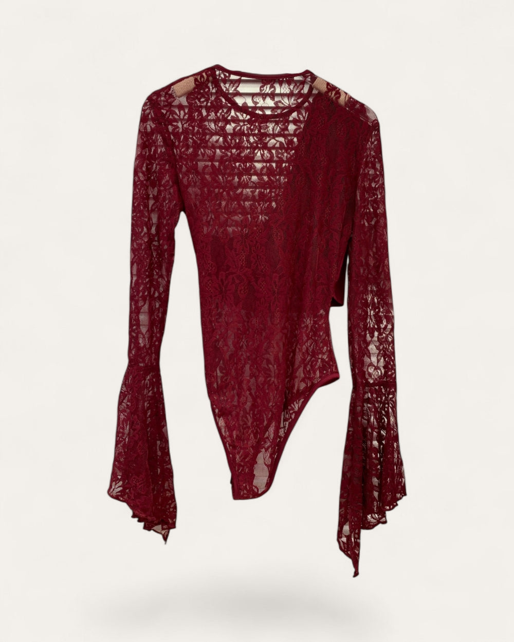 Lace Draped Long Sleeve Bodysuit - Zilvina