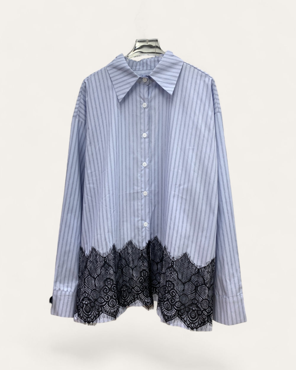 Lace Hem Button - Up Shirt - Zilvina
