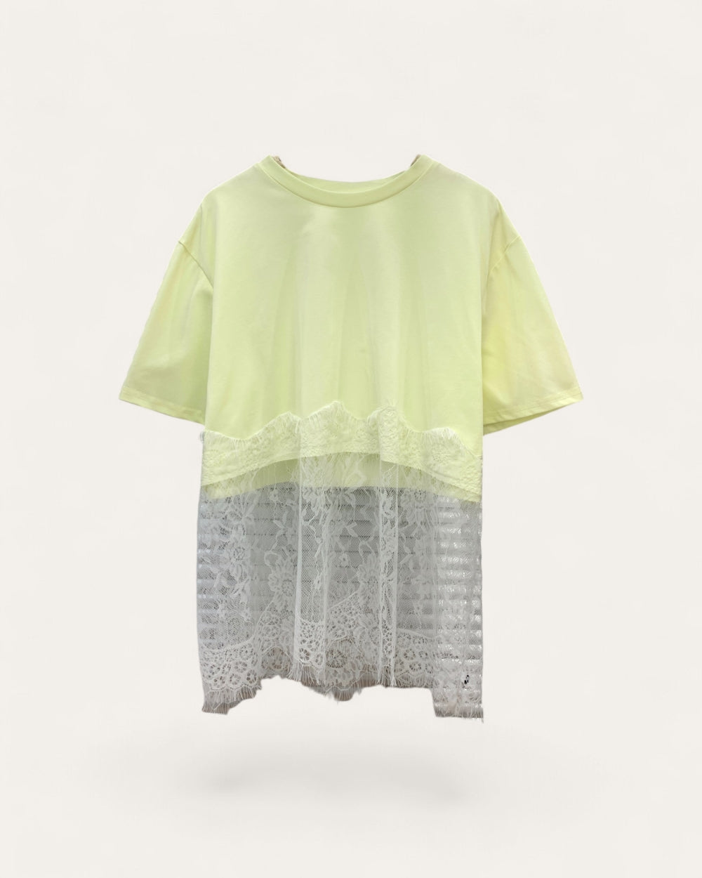 Lace Hem Casual Tee - Zilvina