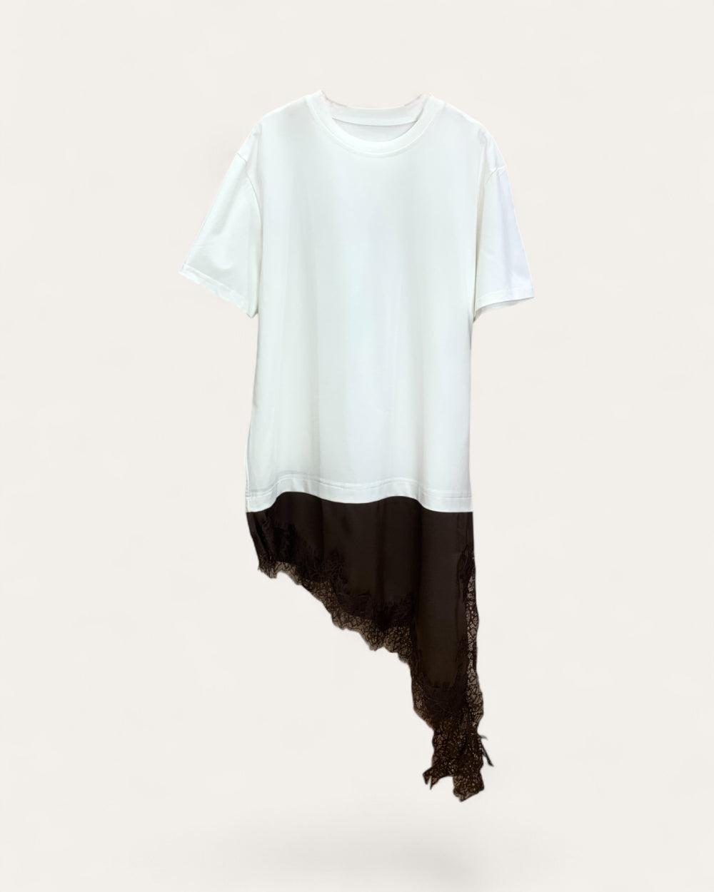 Lace Hem Layered Short Sleeve Tee - Zilvina