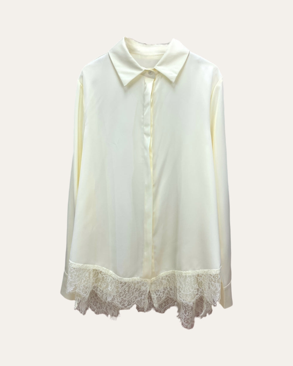 Lace Hem Minimalist Shirt - Zilvina