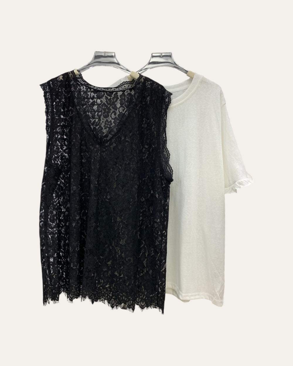 Lace Overlay Layered Top - Zilvina