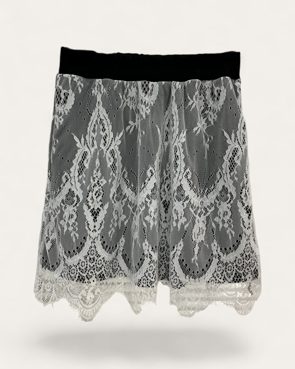 Lace Overlay Mini Skirt - Zilvina